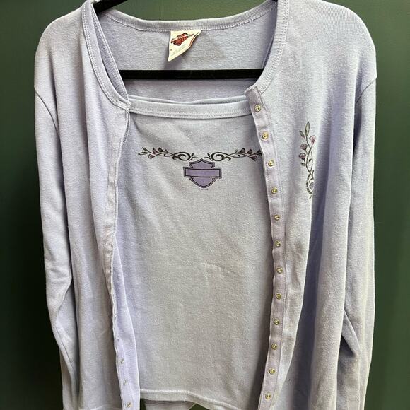 Rare Y2K Harley Davidson 2 Piece Lilac Set - Picture 3 of 7